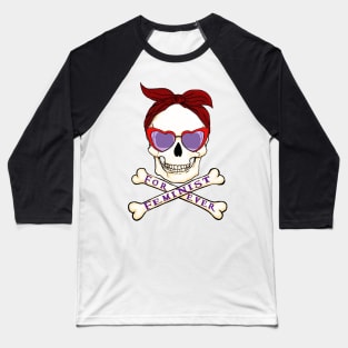 Feminist skull with handkerchief and glasses Baseball T-Shirt